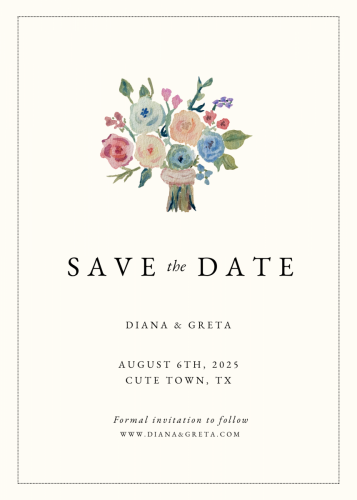 Blue bouquet save the date