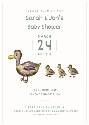 Ducklings baby shower invitation