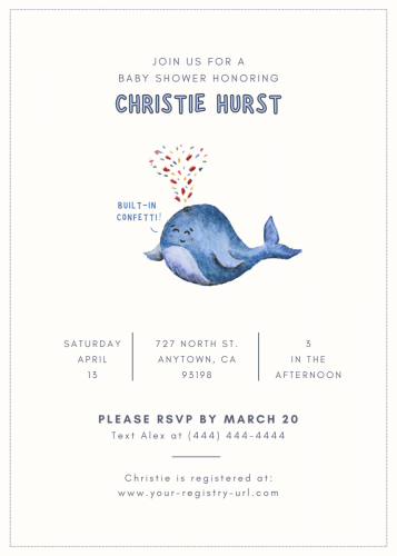 Whale baby shower invitation